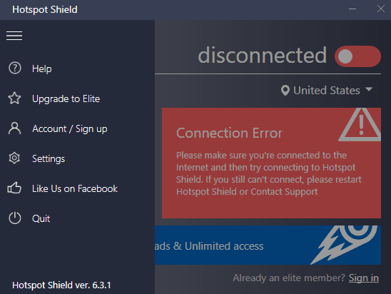 Hotspot Shield Vpn Interface Image