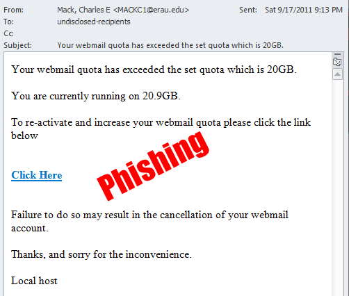 Phishing example