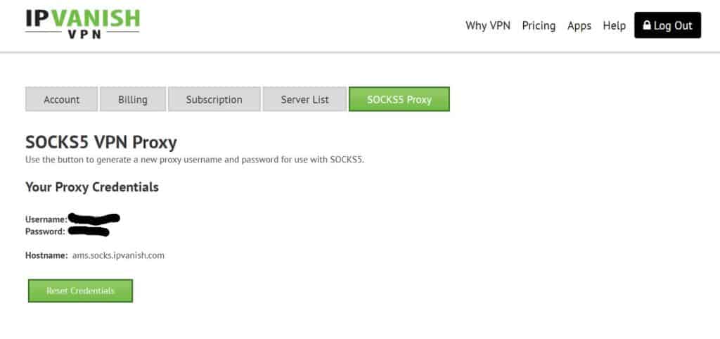 ipvanish socks5 proxy setup