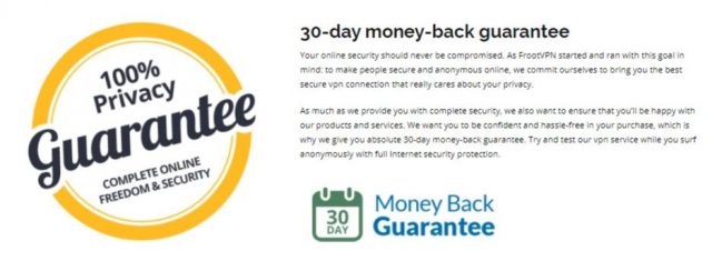 FrootVPN money back guarantee