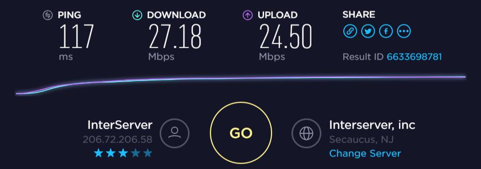 VPNSecure download and upload speed