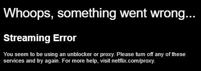 streaming error on VPNsecure