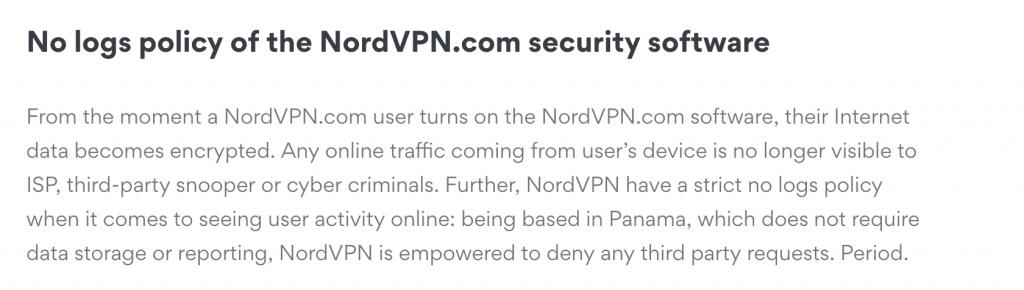 NordVPN logging policy