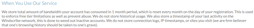 does windscribe vpn keep logs