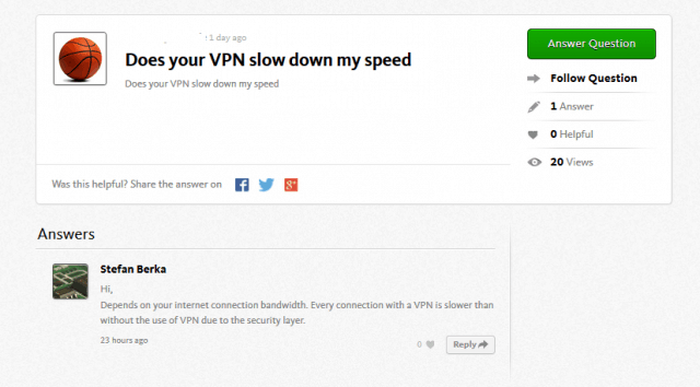 Avira Phantom VPN torrenting speed related ticket repllied