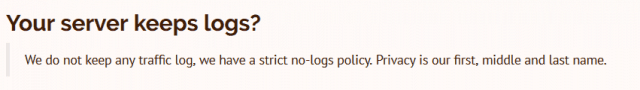 strict no logging policy