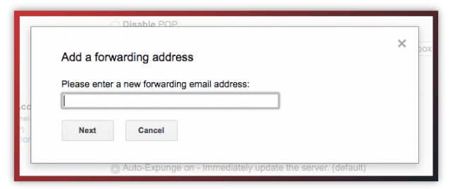 Gmail forwarding address