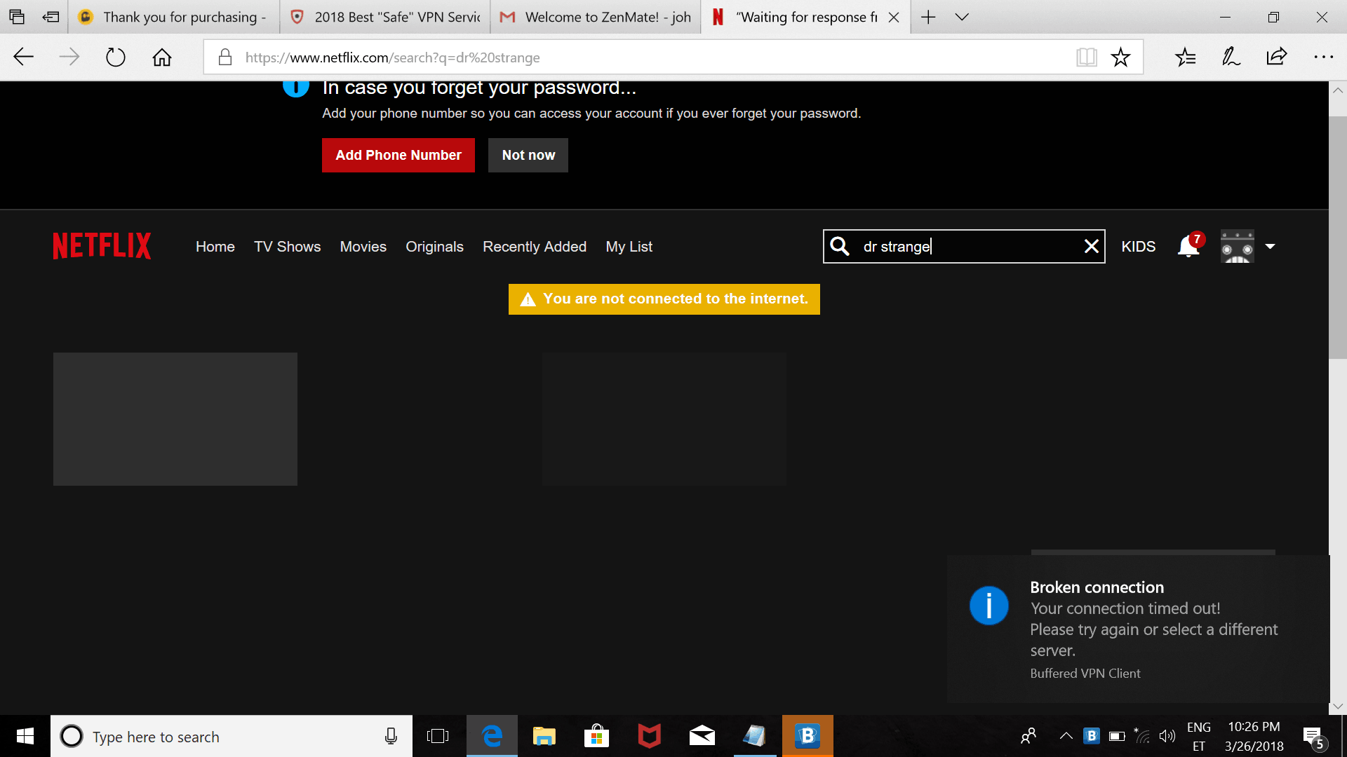 Buffered VPN Netflix timeout