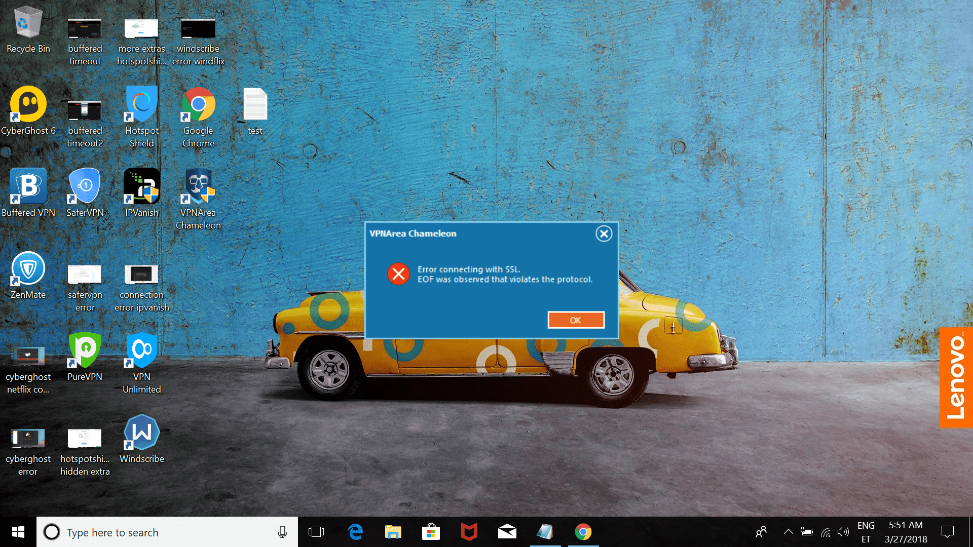 VPNArea error message