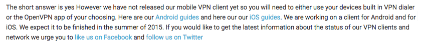 no mobile VPN client