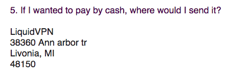 cash payment address