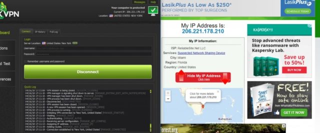 SlickVPN fake server location
