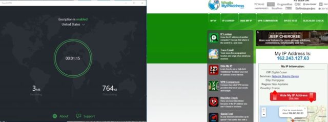 TouchVPN fake server location