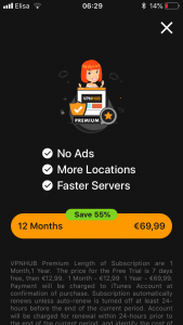 Premium service claims to save 55% when subscribed for a 1-year plan.