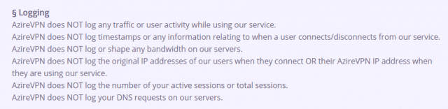 terms of service logging