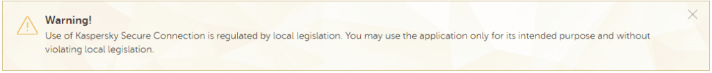 Kaspersky VPN warning message