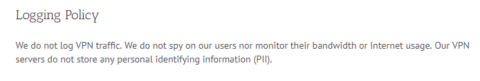 AceVPN logging policy