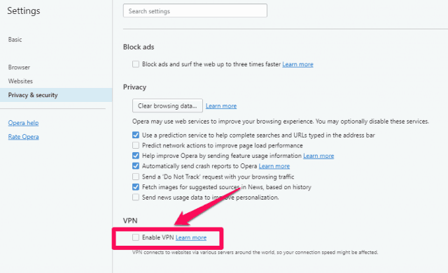 Vpn opera как включить