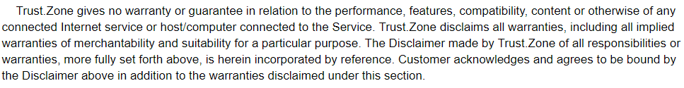 trust zone warranty