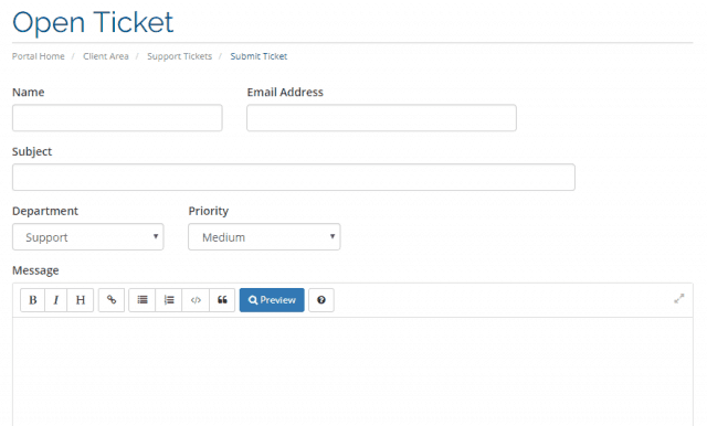 support ticket
