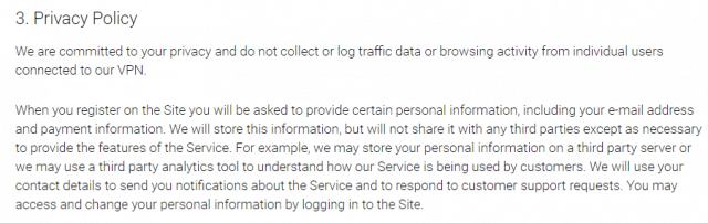 privacy policy page