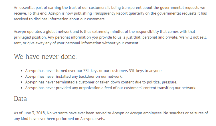 Official transparency report