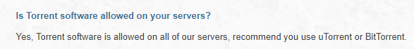 torrenting is allowed