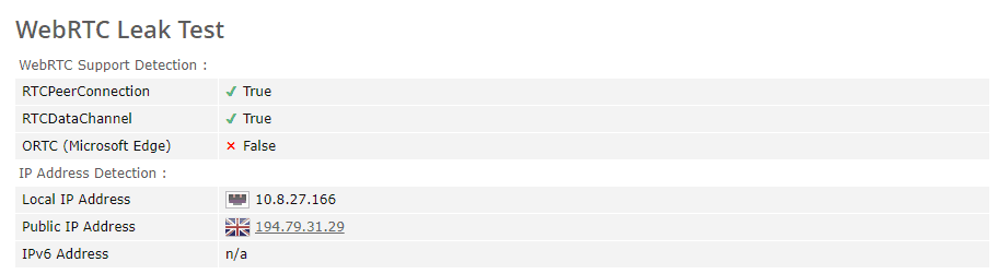 No WebRTC leak