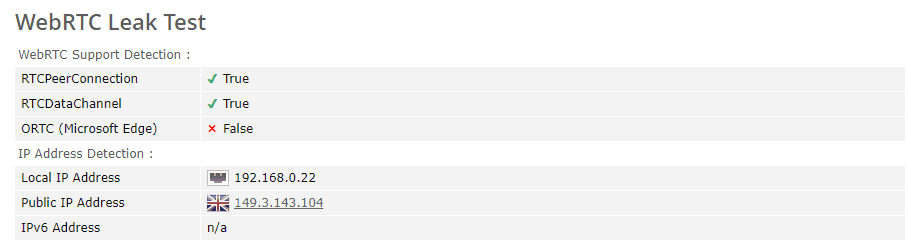 WebRTC leak test