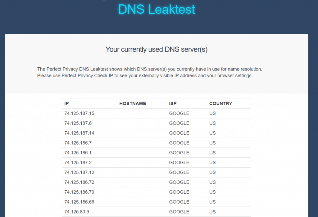no dns leak found