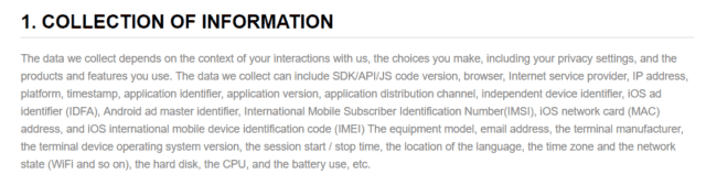 TurboVPN-collection-of-information