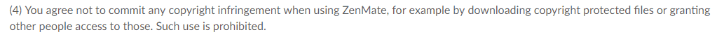 Zenmate VPN TOS