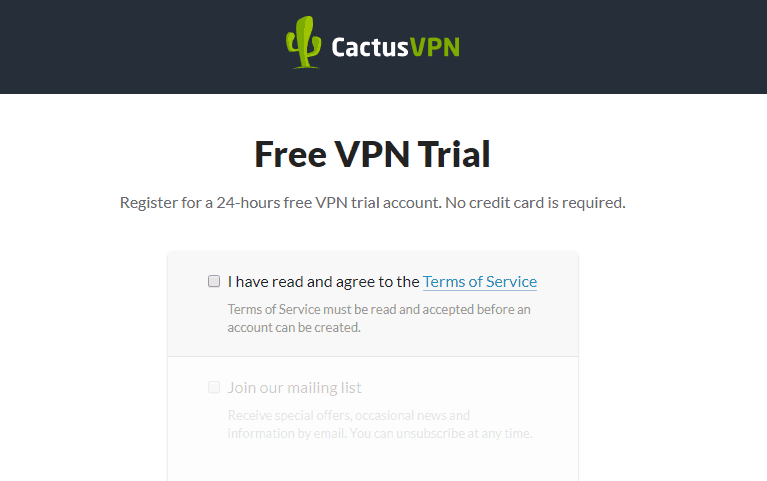 cactusvpn free trial page