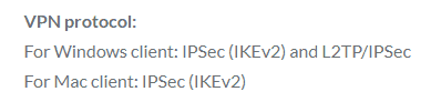 VPN protocols for windows and mac