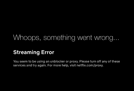 Netflix streaming error screen