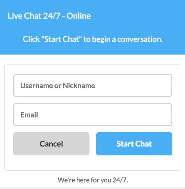 VPNArea live chat start box