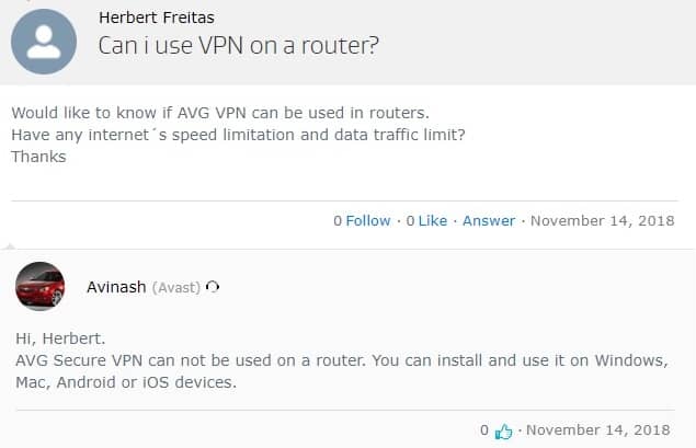 AVG VPN Router Compatibility