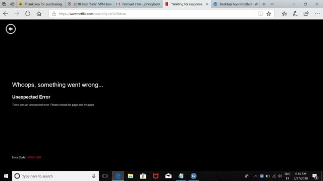 Netflix VPN streaming error