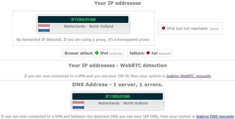 Leak test IP address BrowsecVPN