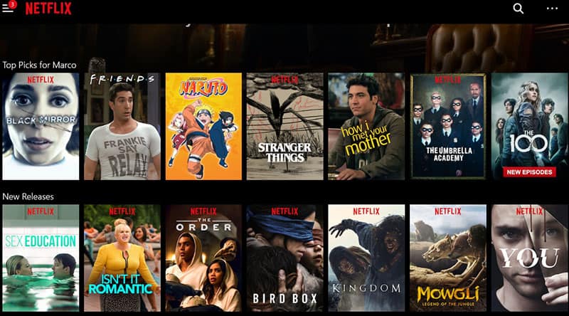 Netflix menu BrowsecVPN