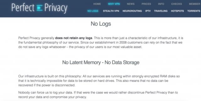 Perfect-Privacy no logs