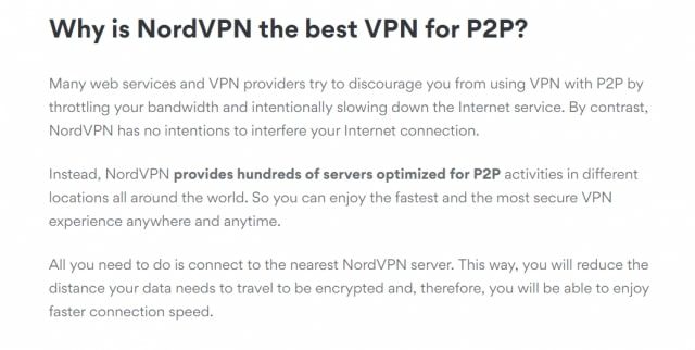 Why is NordVPN the best VPN for P2P