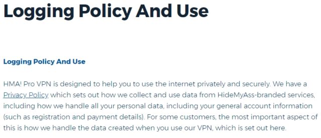 HideMyAss Privacy Policy