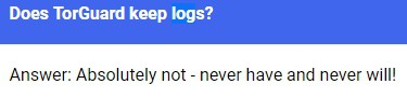 TorGuard Logging Policy