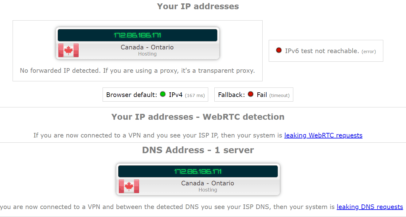 IVPN DNS Leak Test