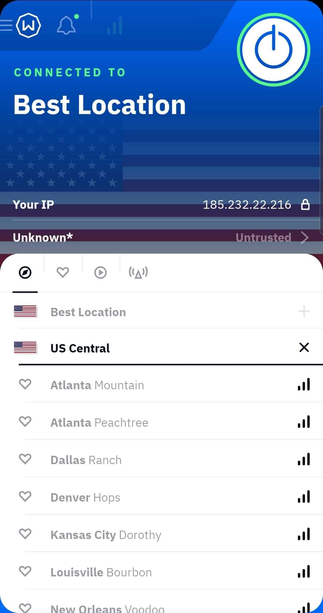 Windscribe Mobile App Connecting