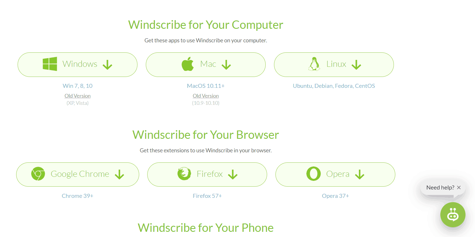 Download Page for Windscribe VPN