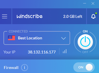Windscribe VPN Connected