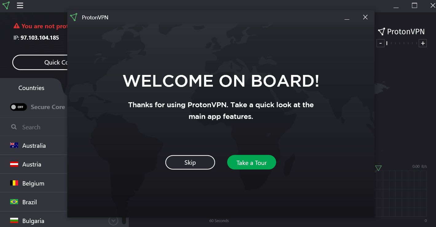ProtonVPN Welcome Screen