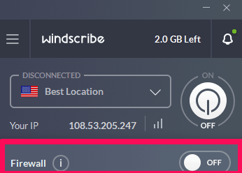 Firewall for Windscribe VPN